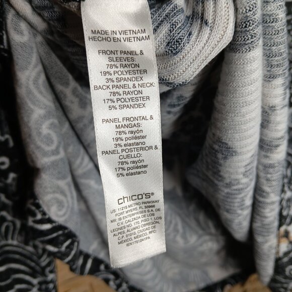 Chico's Cowl Neck Long Sleeve Sweater Print Rayon Blend Paisley - Picture 5 of 8